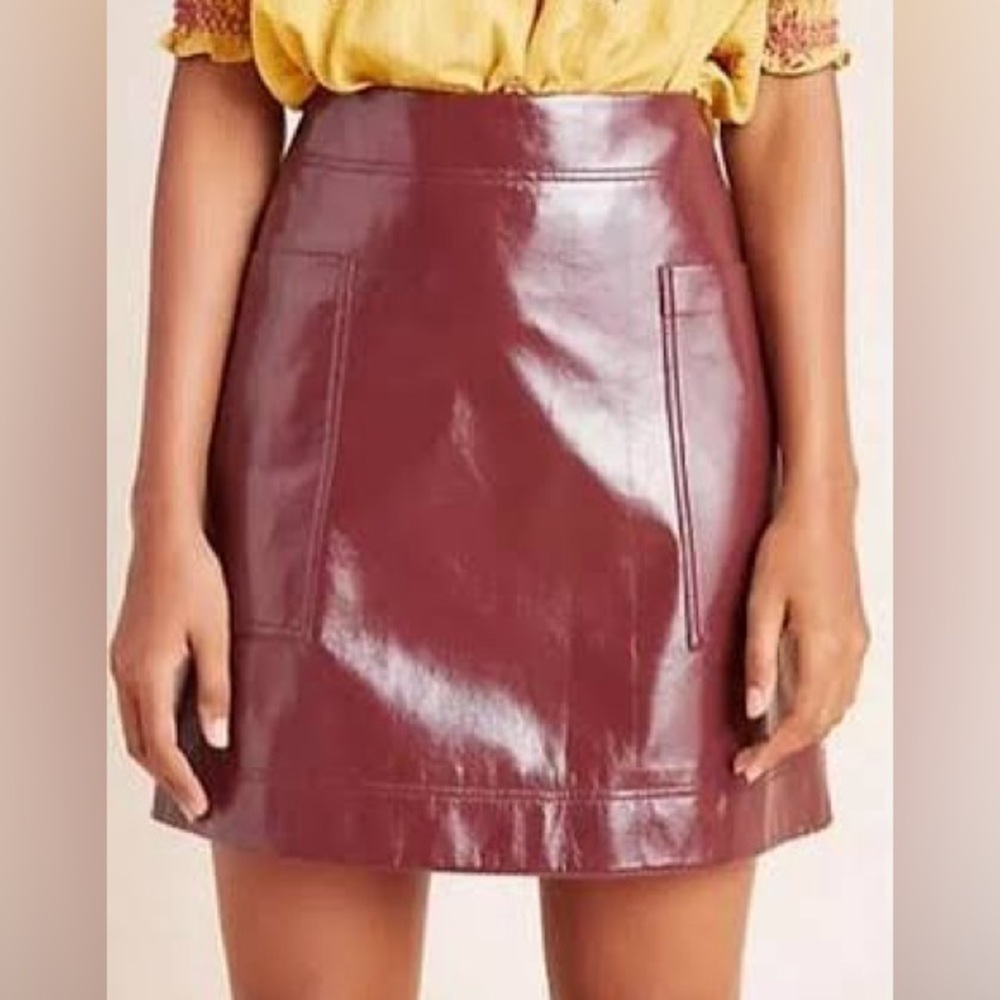 Maeve by Anthropologie Faux Patent Leather Skirt